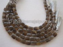 Golden Black Feldspar Faceted Chicklet Shape Beads